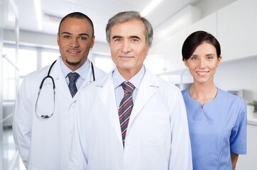 Fototapeta premium Healthcare, medical doctors and nurses team walking together