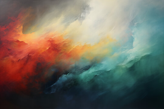 Abstract masterpiece that communicates emotions through expressive forms and dynamic textures, bold brushstrokes, abstract shapes, and a vivid palette to convey a deep emotional state