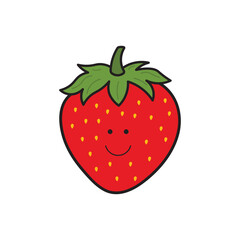 Vector illustration color children cute smiling fruit strawberry clipart
