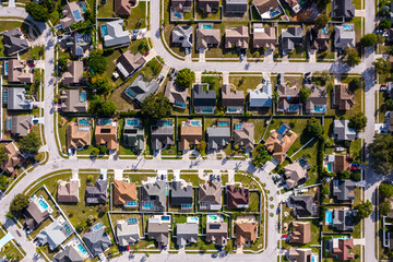 Beautiful aerial view of Tampa suburbs on a Premium residential in Florida USA - Real State - obrazy, fototapety, plakaty