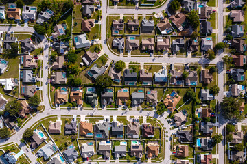 Beautiful aerial view of Tampa suburbs on a Premium residential in Florida USA - Real State - obrazy, fototapety, plakaty