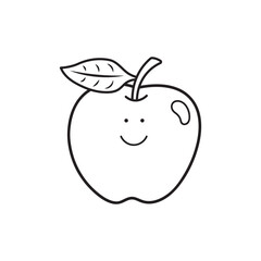 Hand drawn Vector illustration color children smiling fruit apple clipart