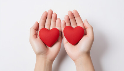 Obraz premium hands holding red heart isolated on white