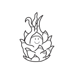 Hand drawn Vector illustration color children smiling dragon fruit clipart