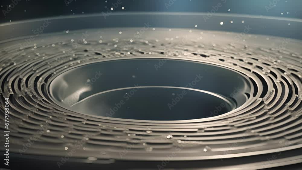 Poster camera moves around whirlpool, zodiac symbols appear shift transform, taking different shapes sizes.