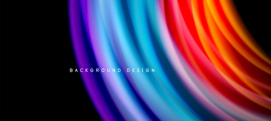 Rainbow color wave lines on black. Techno or business abstract background for posters, covers, banners, brochures, websites