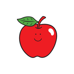 Vector illustration color children smiling fruit apple clipart