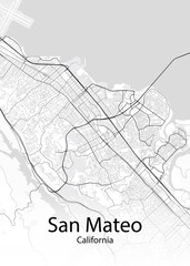 San Mateo California minimalist map