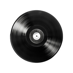 Black vinyl record isolated on transparent background Generative AI - obrazy, fototapety, plakaty