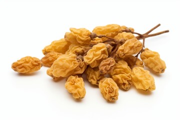 Dried Mulberries on isolated white background.