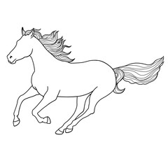 A Horse racing modern line drawnind black and white for decor.