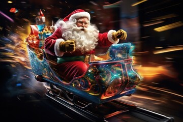 Santa Claus Riding on a Festive Sleigh Spreading Christmas Joy and Generative AI
