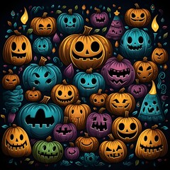 Obraz premium halloween pumpkins background