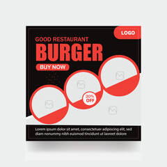 Food menu pizza social media post restaurant burger banner background cover template