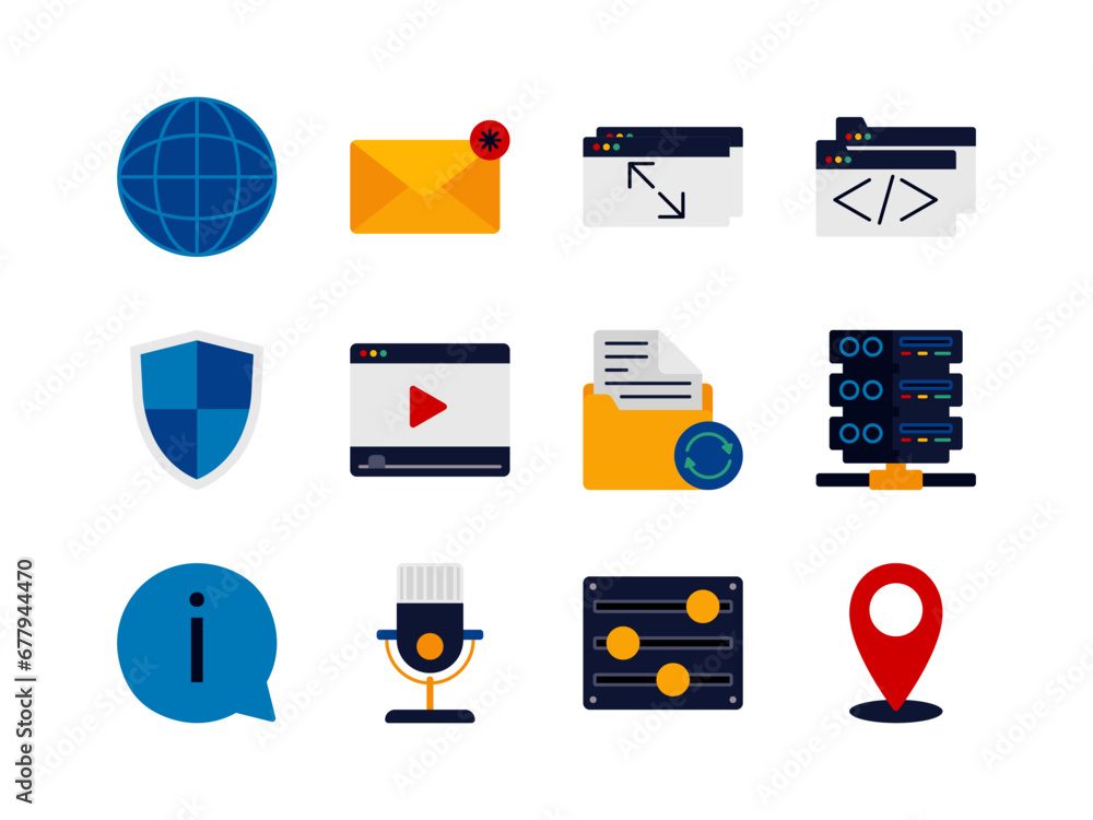 Poster user interface icon pack in colored style perfect for websites, landing pages, mobile apps, and pres