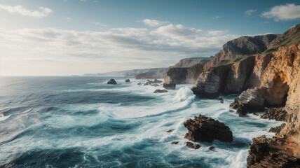 waves crashing on rocks