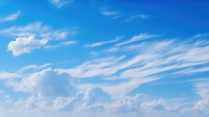 Scattered cirrus and stratus clouds in a blue sky - obrazy, fototapety, plakaty