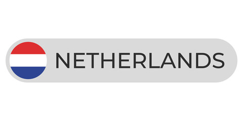 Netherlands flag with text transparent background file format png, Netherlands text lettering template illustration for tittle design, Netherlands circle flag element  - obrazy, fototapety, plakaty