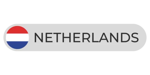 Fotobehang Netherlands flag with text transparent background file format png, Netherlands text lettering template illustration for tittle design, Netherlands circle flag element  © DLC