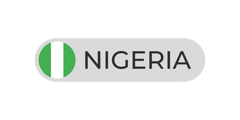 Obraz premium Nigeria flag with text transparent background file format png, Nigeria text lettering template illustration for tittle design, Nigeria circle flag element 
