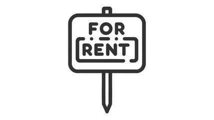 Black and white vector icon of a For Rent sign.