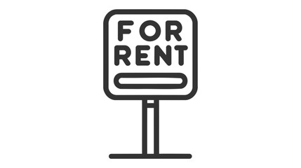 Black and white vector icon of a For Rent sign.