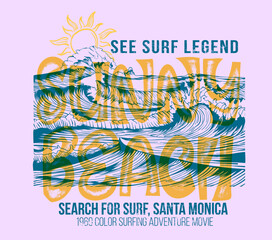 hand drawn retro vintage sunny beach slogan print design, inside this print big webs, spring summer waves print for vector illustration
