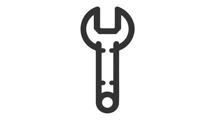 Monochrome vector illustration of a wrench, simplistic design, isolated on white background