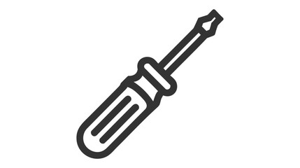 Black and white vector illustration of a flathead screwdriver, featuring a detailed handle.
