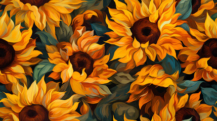 Sunflowers in Vibrant Impressionist Style