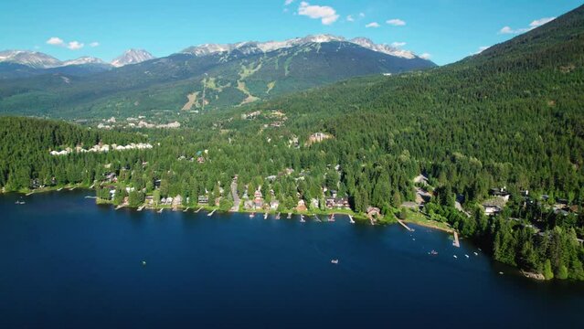 Aerial View of Alta Lake Below Blackcomb Mountain
