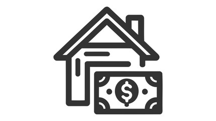 Line buy house icon isolated on white background. Outline symbol for website design, mobile application, ui.