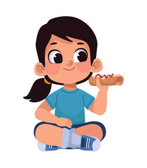 girl holding a nutrition hot dog