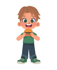 boy eating a burger nutrition