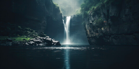 Waterfall flowing water wilderness scenic beautiful landscape waterfalls streams rivers, generated ai