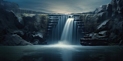 Waterfall flowing water wilderness scenic beautiful landscape waterfalls streams rivers, generated ai