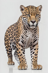 Leopard standing on white background, front view. Side view.