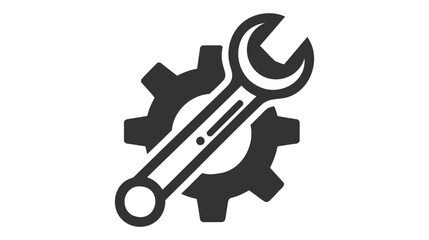 Monochrome vector illustration of a wrench, simplistic design, isolated on white background