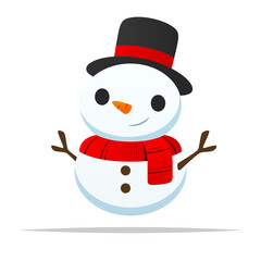 Cute cartoon snowman vector isolated illustration