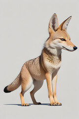 Obraz premium Red fox isolated on white background. Side view. 3D illustration