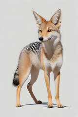 Red fox isolated on white background. Side view. 3D illustration