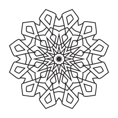 Easy mandala, coloring pattern for meditation on white background.