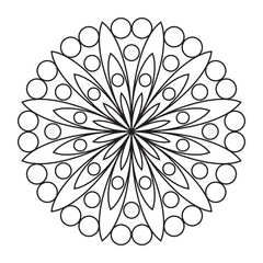 Easy mandala, coloring pattern for meditation on white background.
