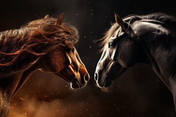 portrait of a two horses