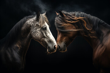 portrait of a two horses 