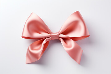 Naklejka premium Decorative pink bow on white background, top view. 3d render