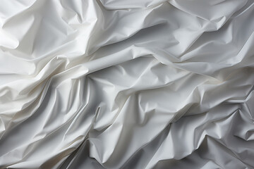 Close-Up of White Crumpled Fabric Texture Background