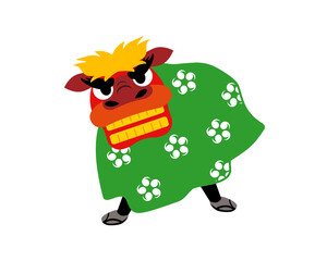 コミカルな一人立ち獅子舞のイラスト