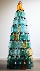 a mountain of plastic bottles, the concept of plastic pollution of the world's oceans