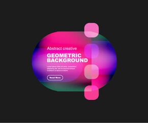 Round triangle and round square composition geometric background